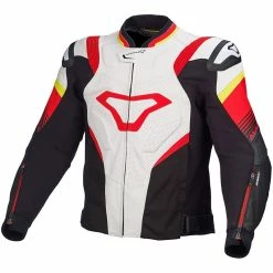 Discount 🔔 Macna Ripper Leather Jacket White Black Red 👍