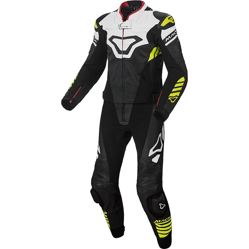 Best Pirce ⌛ Leather Two Pieces Macna Tracktix 2pcs Suit Black White Yellow 🎉 3 Best Pirce ⌛ Leather Two Pieces Macna Tracktix 2pcs Suit Black White Yellow 🎉