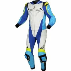 Deals ๐ Leather Two Pieces Macna Voltage 2pc Suit White Blue Yellow ๐